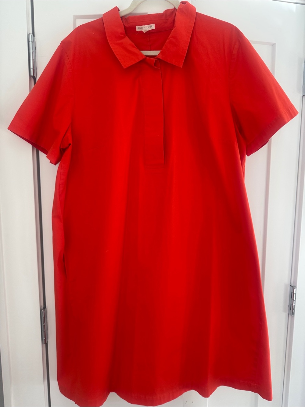 Eileen Fisher Vibrant Red Short-Sleeve A-Line Dress